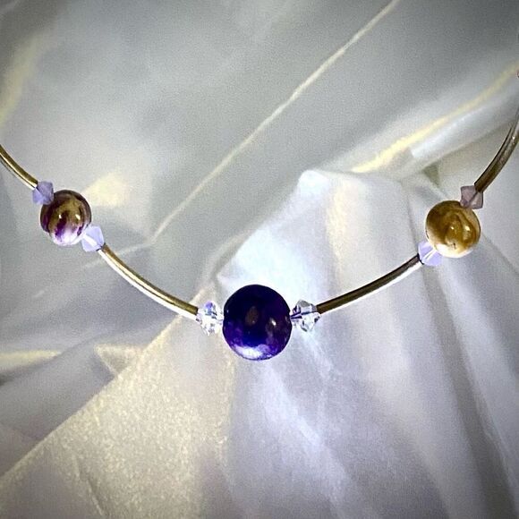 AEZ# Brighton Polished Amethyst & Silver Necklace - Picture 7 of 10